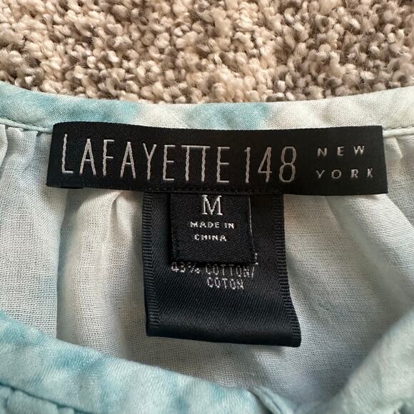 Lafayette 148 blue & white tie-dye loose top size M - Picture 6 of 12